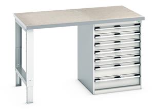 940mm High Benches Bott Bench 1500x900x940mm with LinoTop and 7 Drawer Cabinet